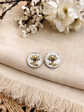 Angakh Oxidised Silver & Gold Antique Lotus Earrings