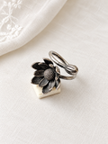 Angakh Oxidised Dark Silver Flower Statement Ring for Women