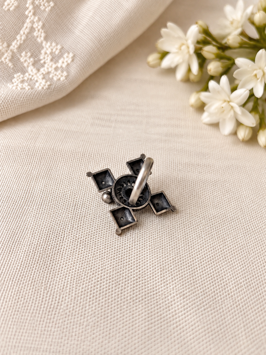 Angakh Oxidised Silver Tribal Statement Ring