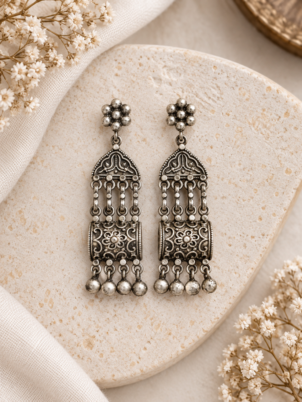 Angakh Antique Floral long drop  Earrings