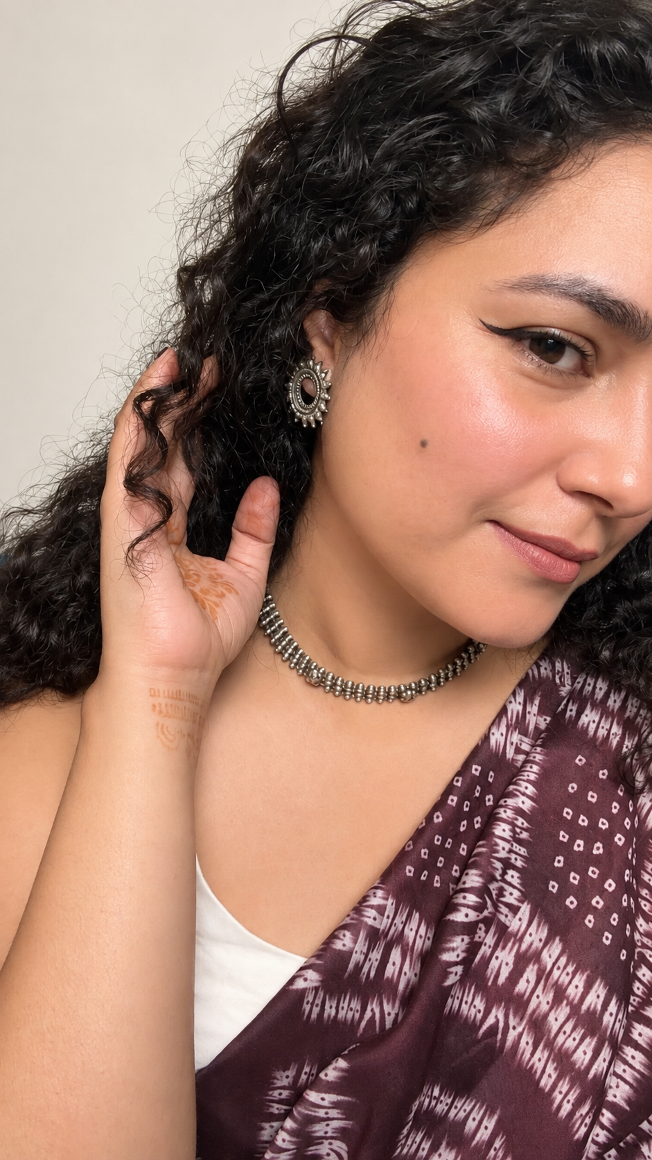 Angakh Oxidised Silver plated  Traditional Beaded  Statement Necklace Set