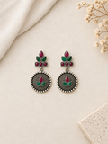 Angakh Pichwai Sacred Cow Dual tone Oxidised Silver Dangle Earrings