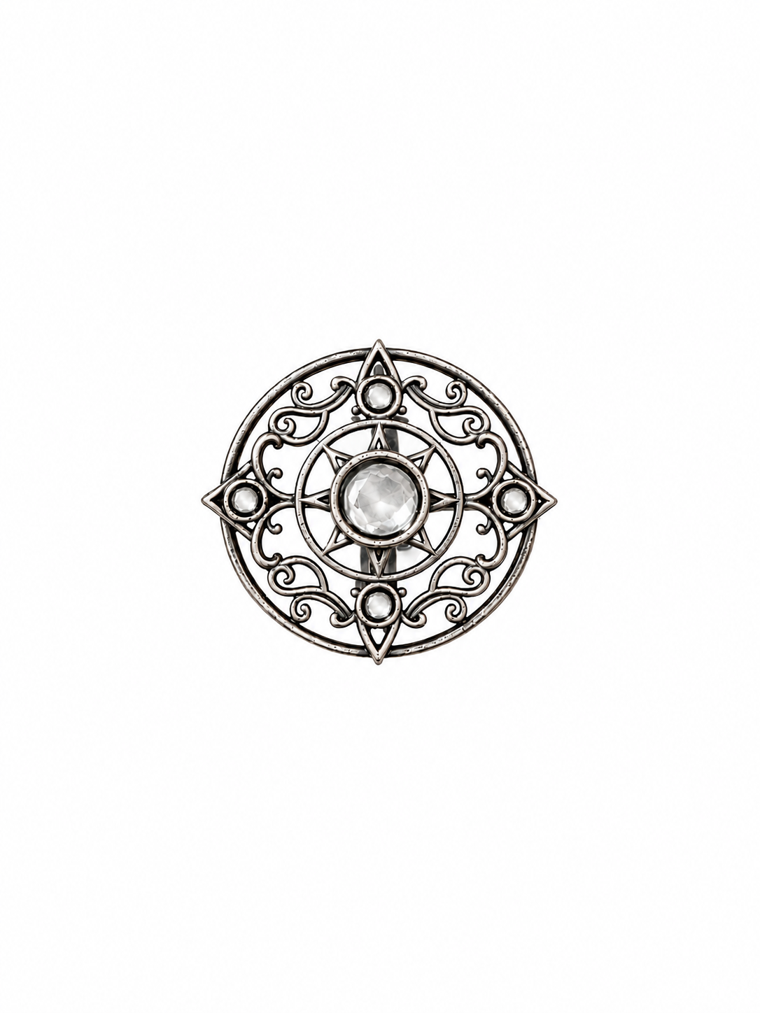 Angakh Oxidised silver  Vintage Circular Scrollwork Statement Ring