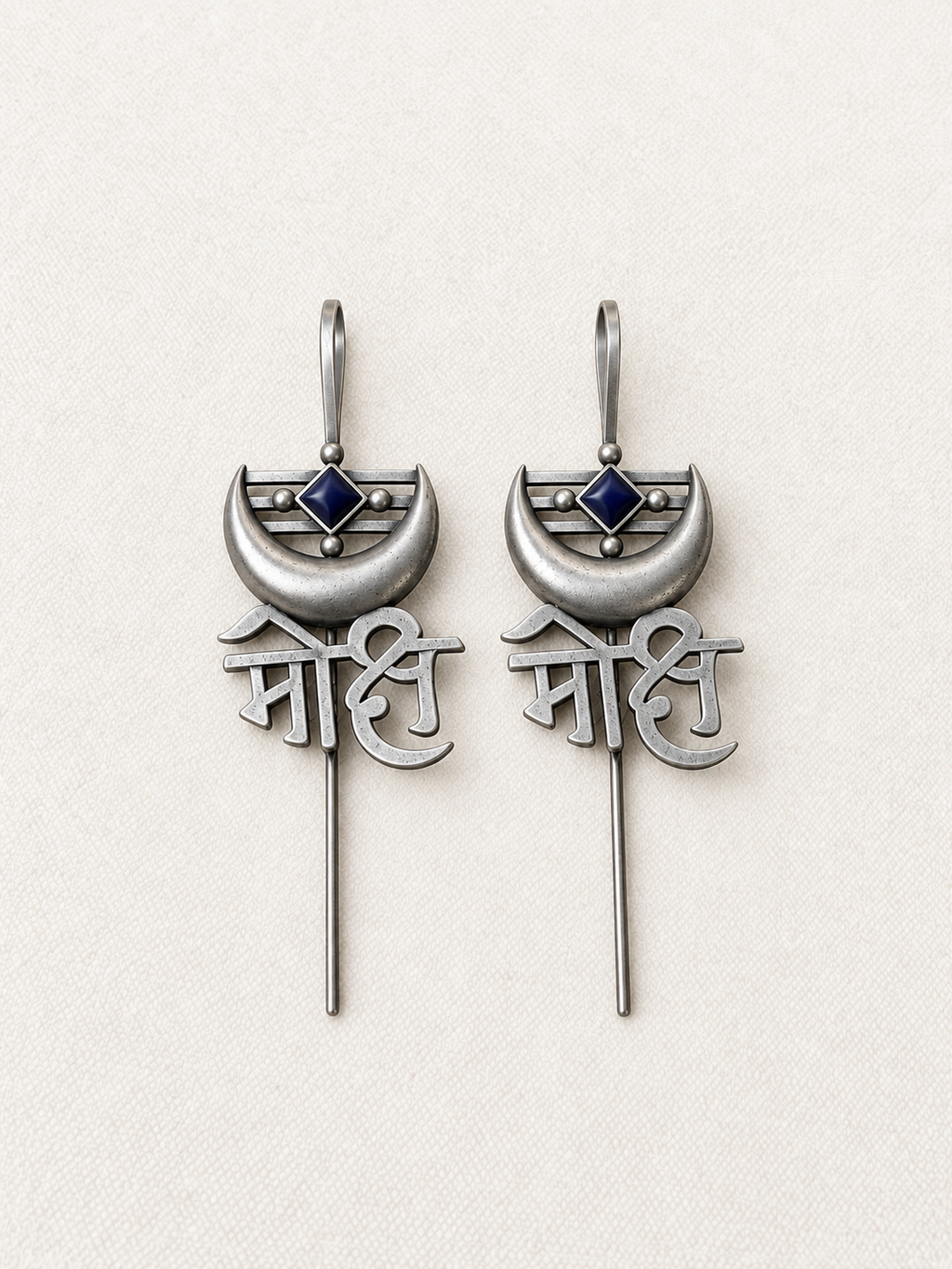 Angakh Oxidised Silver Mahadev Script Ear Cuff with Crescent Moon for Women