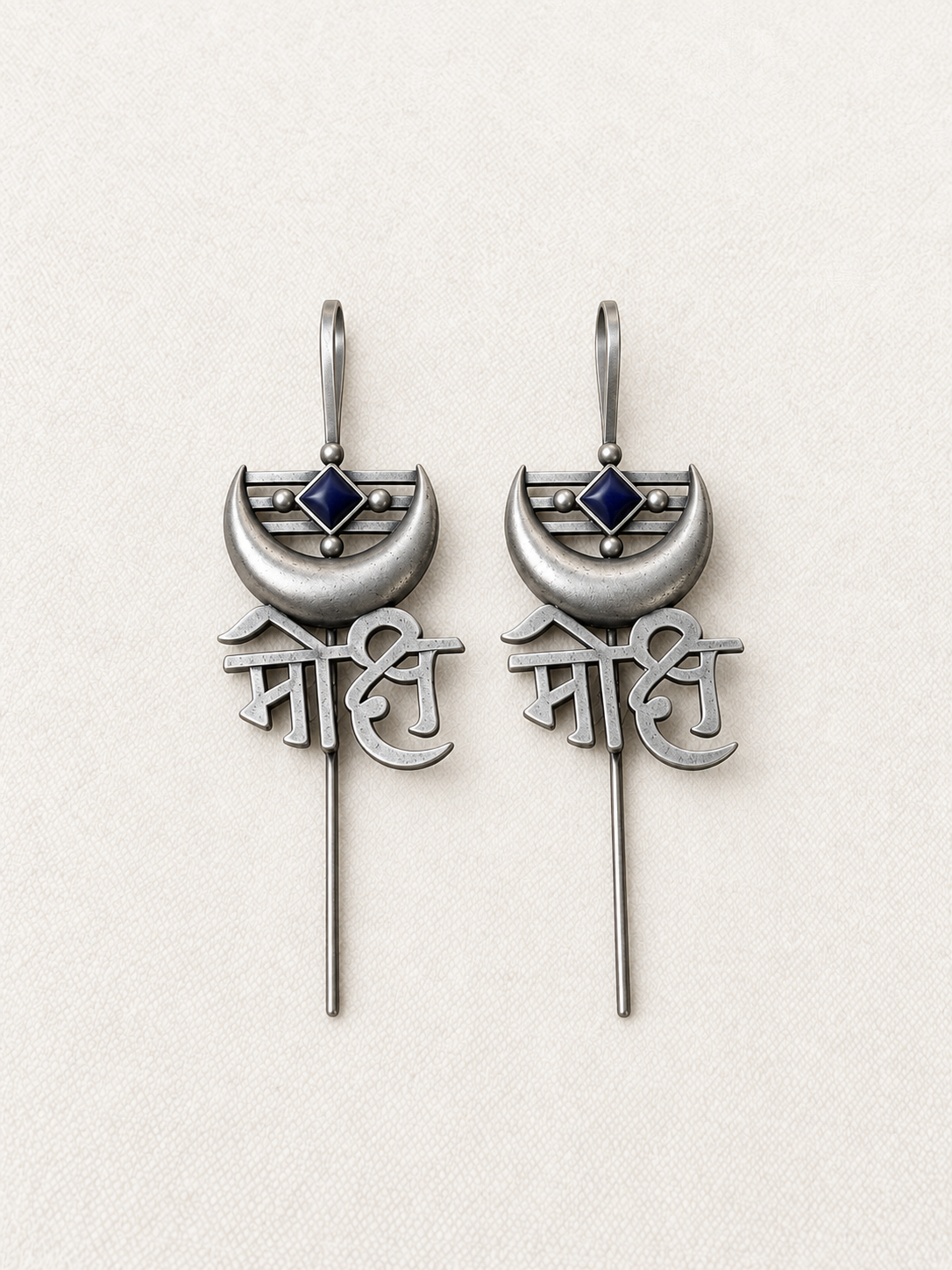 Angakh Oxidised Silver Mahadev Script Ear Cuff with Crescent Moon for Women