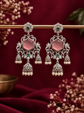 Angakh Statement Chandelier Earrings with Mini Jhumka & Pearl Drop