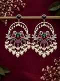 Angakh Twin Peacock Motif Chandbali Earrings