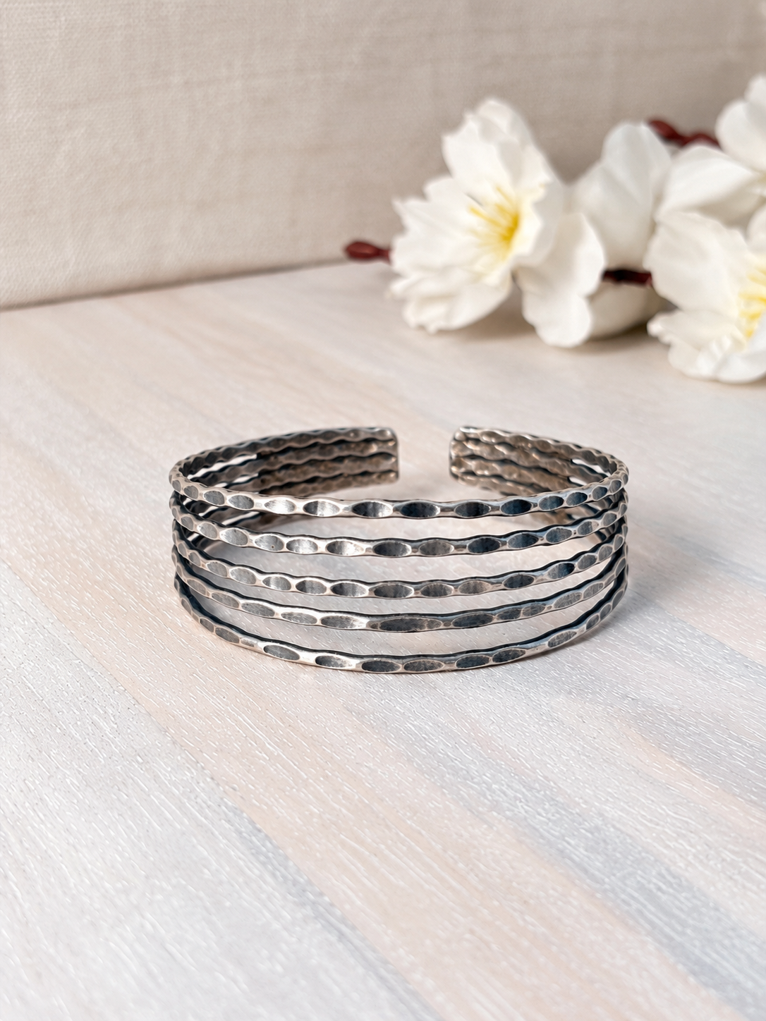 Angakh oxidized silver Multi-Strand Layered Wire Cuff Bracelet