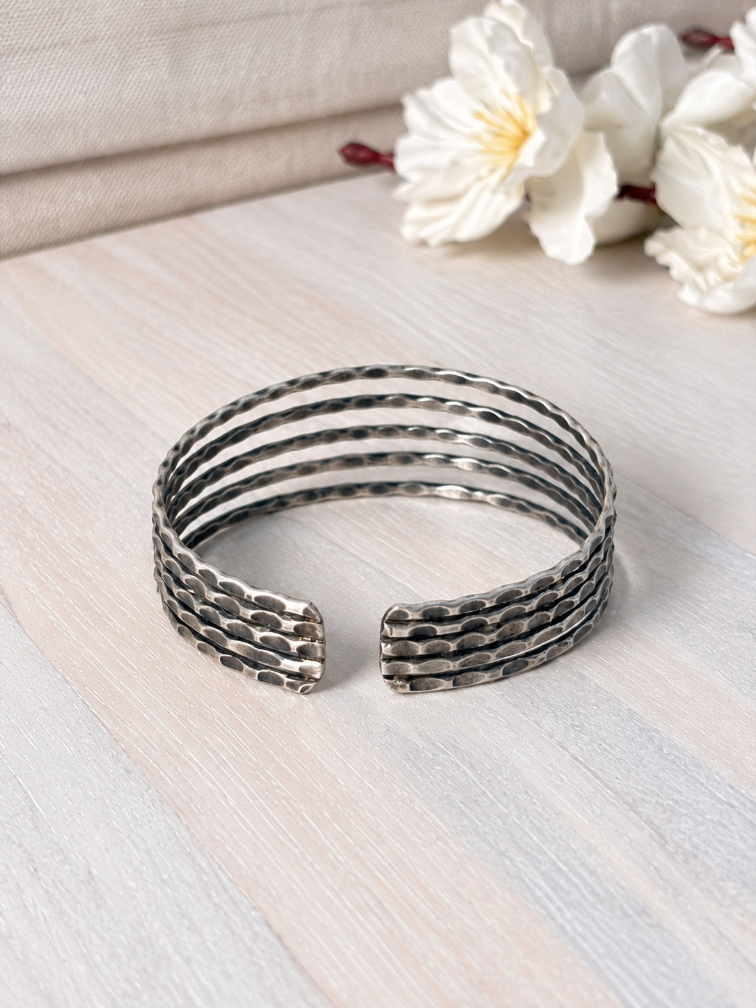 Angakh oxidized silver Multi-Strand Layered Wire Cuff Bracelet