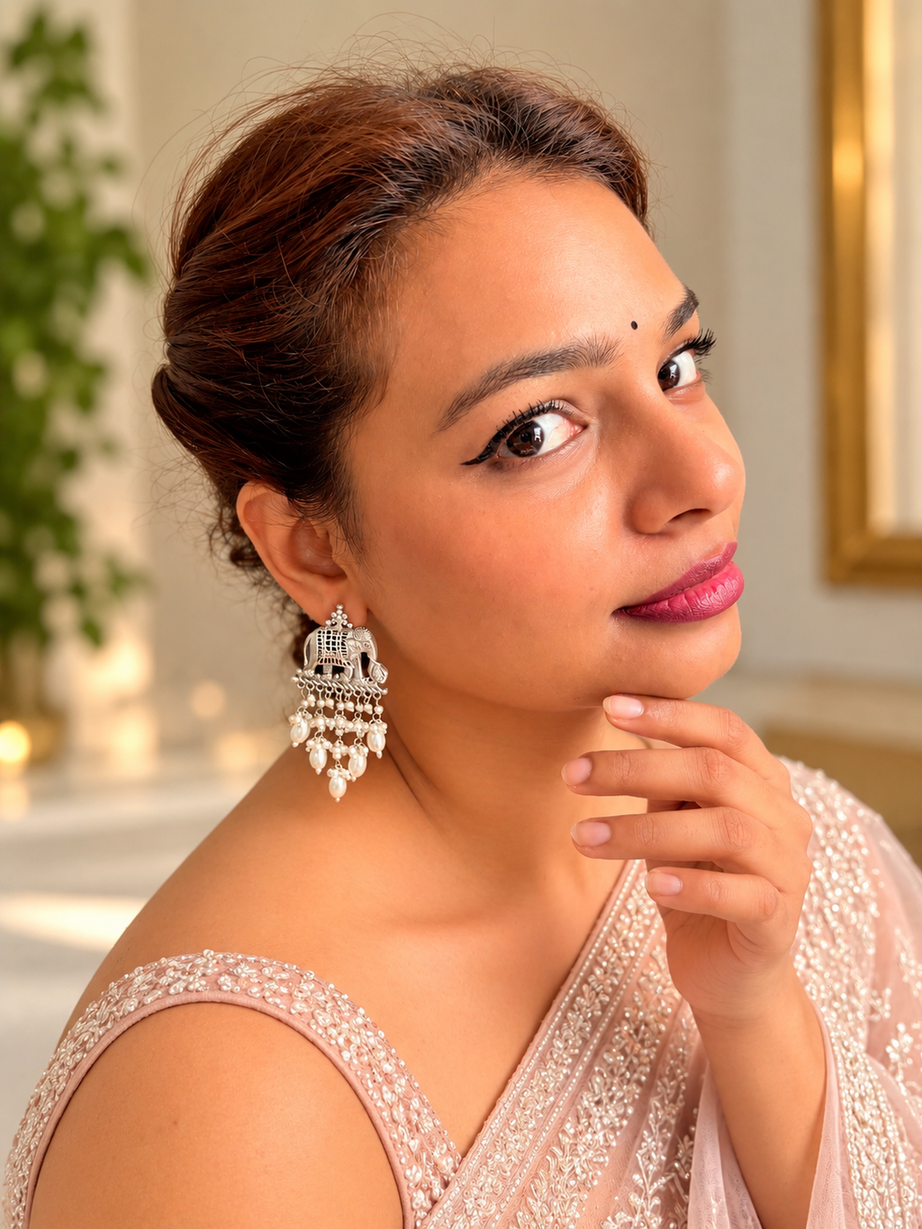 Angakh Elephant Motif Dangler Earrings
