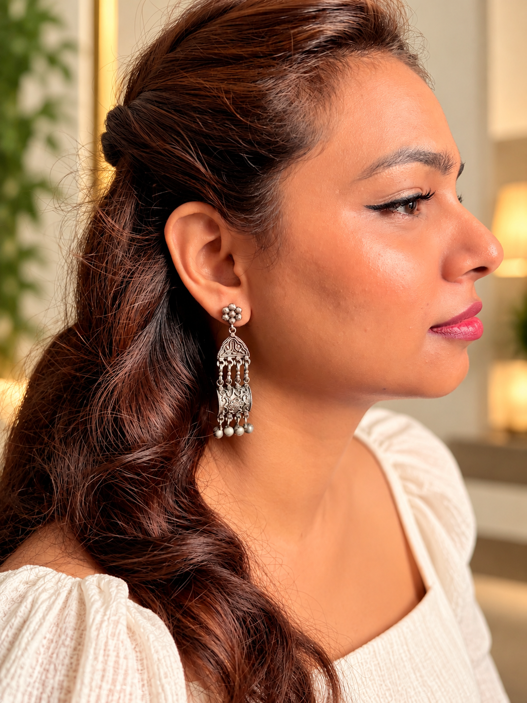 Angakh Antique Floral long drop  Earrings