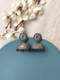 Angakh Oxidized Silver  Floral Dome Jhumka Earrings
