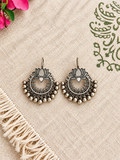 Angakh Oxidised Silver Lotus Ghungroo Earrings